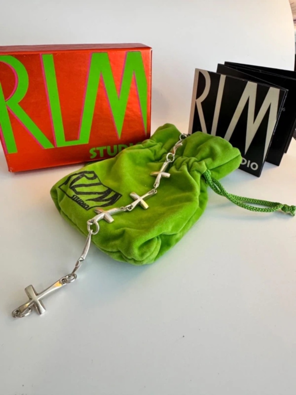 Vintage Robert Lee Morris RLM Studio 925 Sterling Silver Cross Link Bracelet